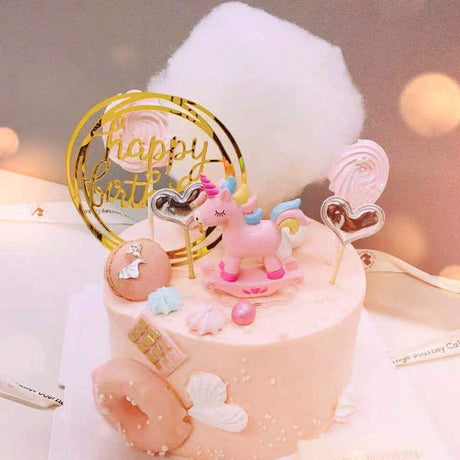 Happy Birthday Gold Cake Topper Acrylic Cake Decoration (pick your style)