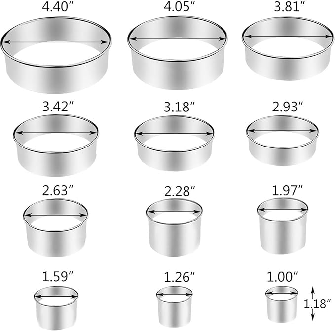 12-Piece Round Cookie Cutter Set – Stainless Steel Circle Biscuit & Pastry Cutters
