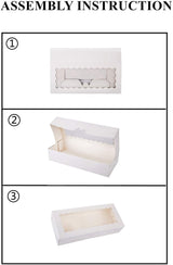 12.5" x 5.5" x 2.5" White Bakery Boxes with Window Pastry Boxes for Strawberries, Cookies and Desserts