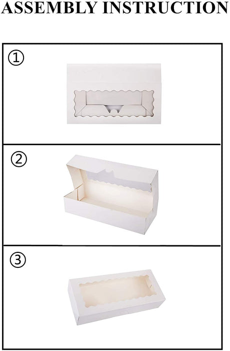 12.5" x 5.5" x 2.5" White Bakery Boxes with Window Pastry Boxes for Strawberries, Cookies and Desserts