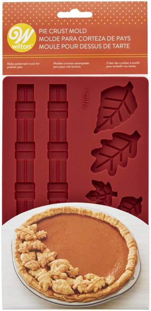 Wilton Autumn Leaves Pie Crust Mold Silicone, 8-Cavity