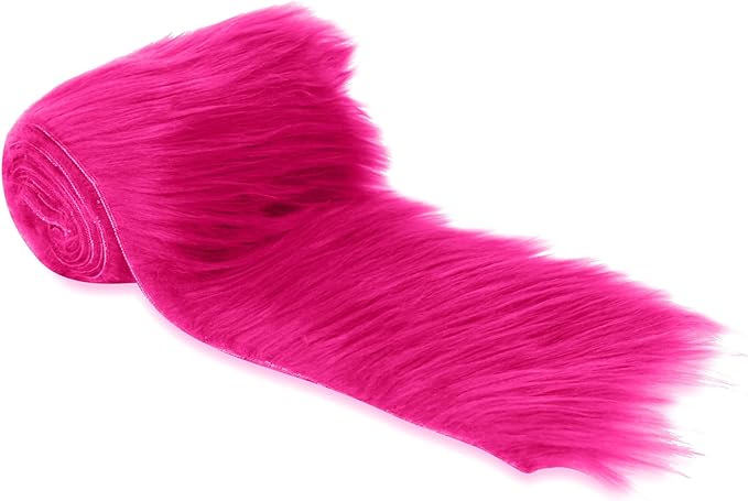 Fuchsia Faux Fur Fabric Ribbon Pre-Cut Strips