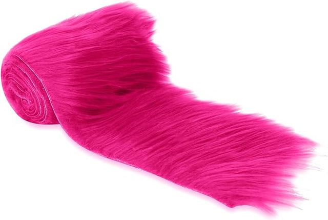 Fuchsia Faux Fur Fabric Ribbon Pre-Cut Strips