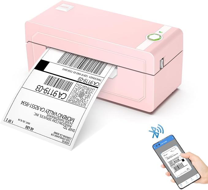 JADENS Bluetooth Thermal Label Printer, 4x6 Wireless Label Printer for Shipping Packages, Support Android, iOS, Mac OS, and Windows