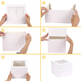 8" x 8" x 8" White Tall Layer Cake Bakery Boxes with Window Pastry Boxes