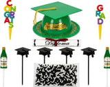 Oasis Supply, Graduation Cake Decorating Kits with Sprinkles (Various Color Grad Caps)