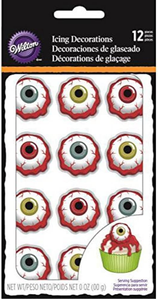 Wilton Gory Bloody Eyeballs Royal Icing Decorations, 12-Count