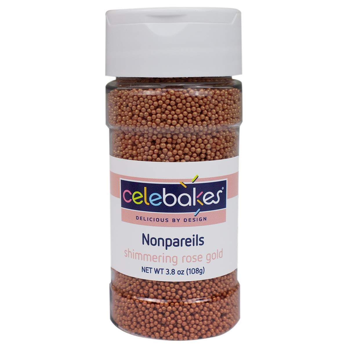 Celebakes Shimmering Rose Gold Nonpareils, 3.8 oz.