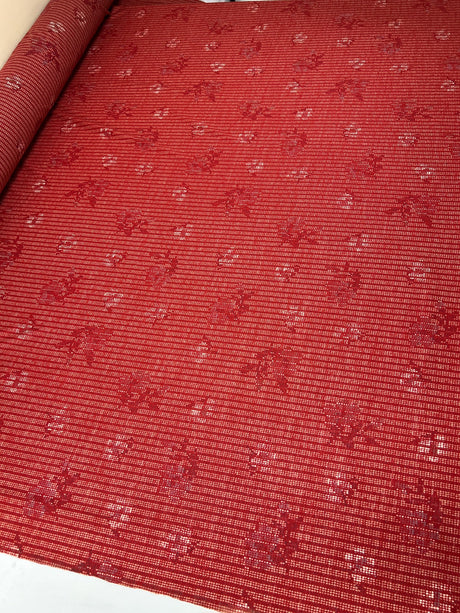 Acrylic Knitted Fabric Red Beige Printed