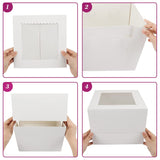 10 x 10 x 8" White Bakery Boxes with Window Pastry Boxes for Cakes, Cookies and Desserts