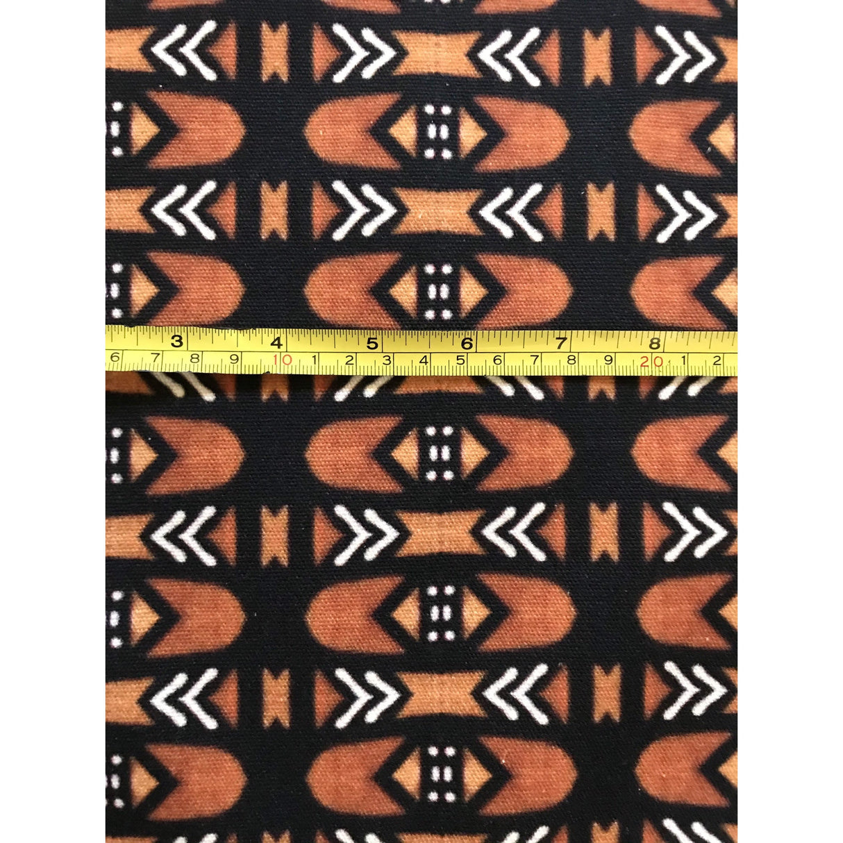 African Print Heavyweight Cotton Fabric - Brown, Black, White Bogolanfini Mid, 60" Width (1 Yard)