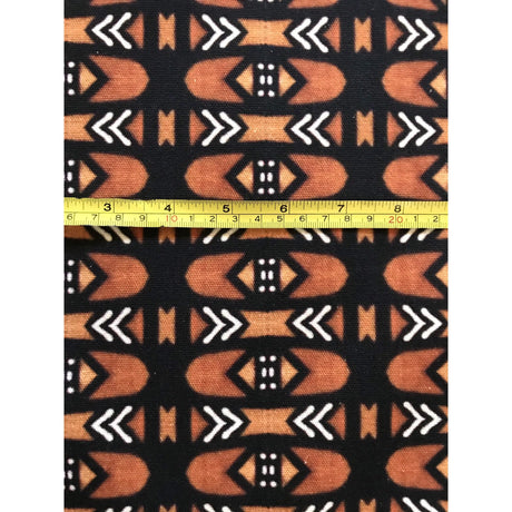 African Print Heavyweight Cotton Fabric - Brown, Black, White Bogolanfini Mid, 60" Width (1 Yard)