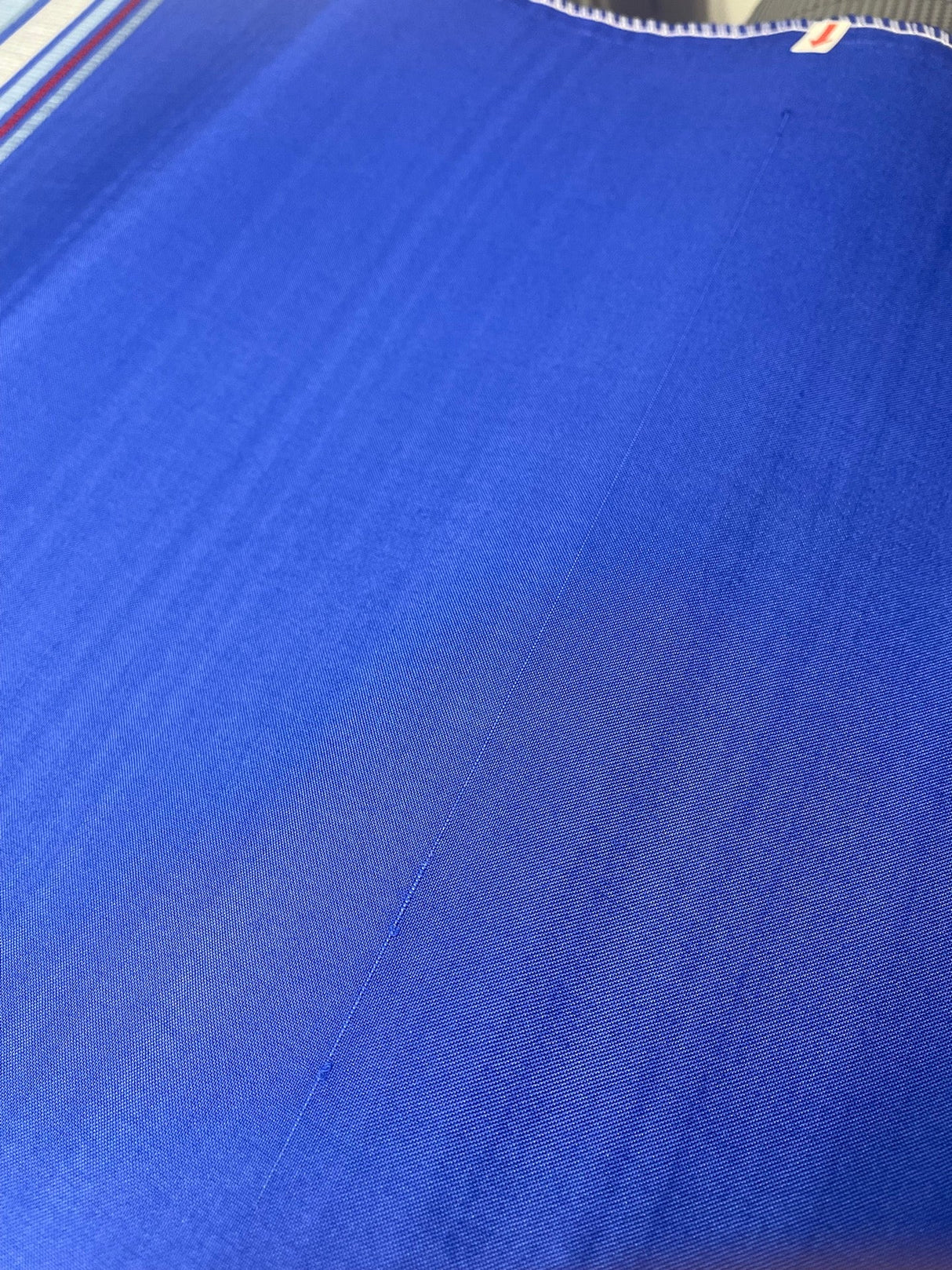 Silk Polyester Jacquard Stripes in Red Gray Blue