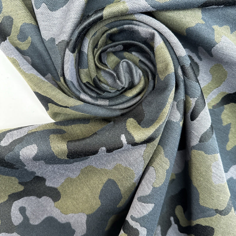 Viscose Blend Jacquard Abstract Green-Blue