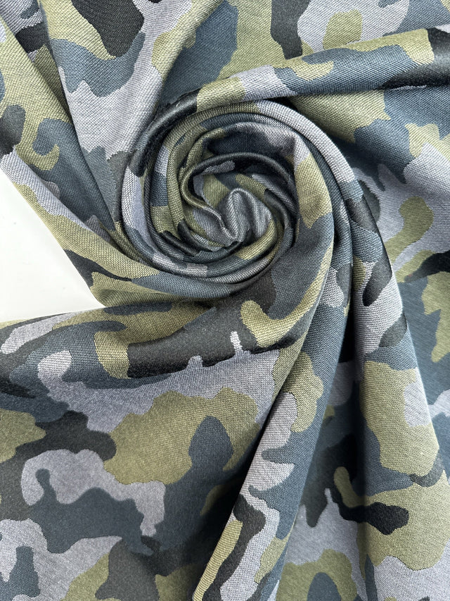 Viscose Blend Jacquard Abstract Green-Blue