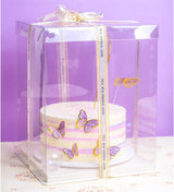 10x10x12 Inch Clear Cake Box Transparent White Tall Layer with clear lid