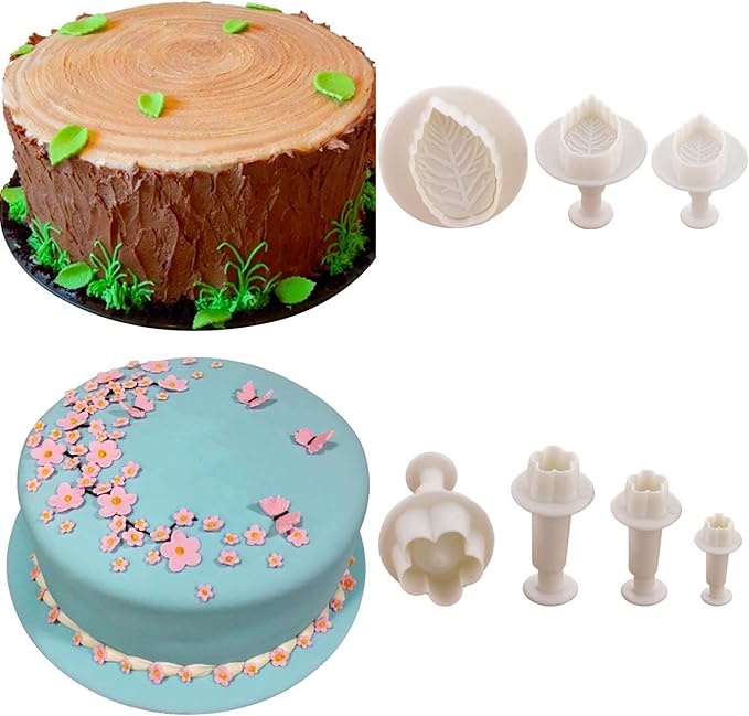 36-piece Flower Fondant Cutters Gum Paste Cookie Stamp Cake Decorating Tool Set - Daisy Leaf Butterfly Heart Plunger Cutter Seal DIY Handmade Clay Embosser Mini Mold Maker