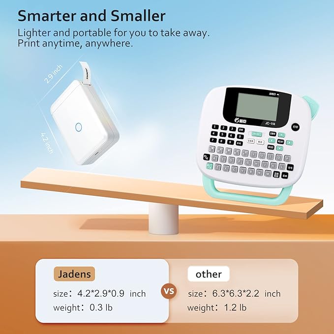 JADENS Label Maker Machine with Tape, D110 Portable Bluetooth Label Printer for Storage, Barcode, Mailing, Office, Home, Organizing, Sticker Maker Mini Label Maker