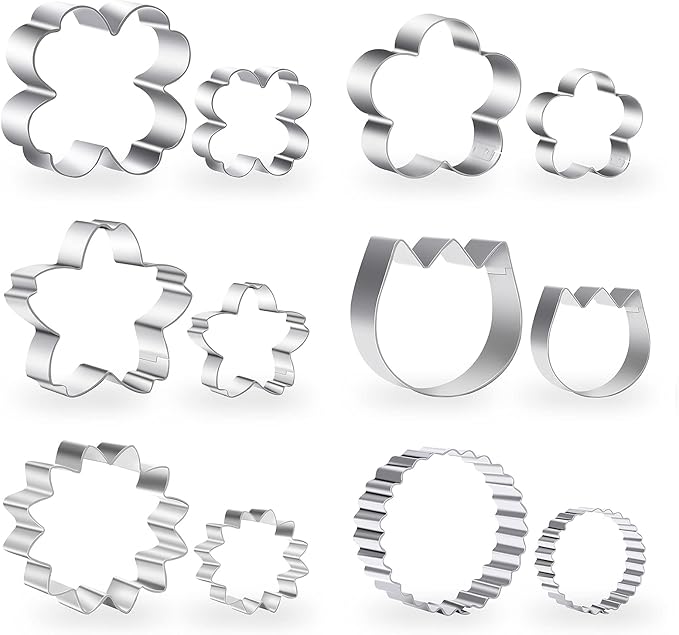 12-Piece Floral Cookie Cutter Set – Biscuit, Fondant & Pastry Cutters in Various Flower Shapes