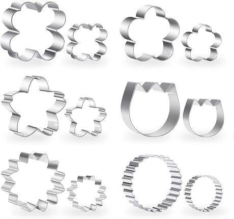 12-Piece Floral Cookie Cutter Set – Biscuit, Fondant & Pastry Cutters in Various Flower Shapes