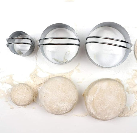 Biscuit Cutter Set (3 Pieces/Set), Stainless Steel Round Cookies Cutter with Handle, Professional Baking Dough Tools, Gift Package