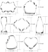 7 PCS Party Cookie Cutters – Heart, Cake, Cupcake, Wine, Champagne & Plaque Shapes