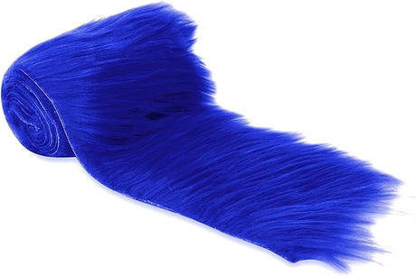 Faux Fur Fabric Ribbon Royal Blue Shaggy Pre-Cut Strips