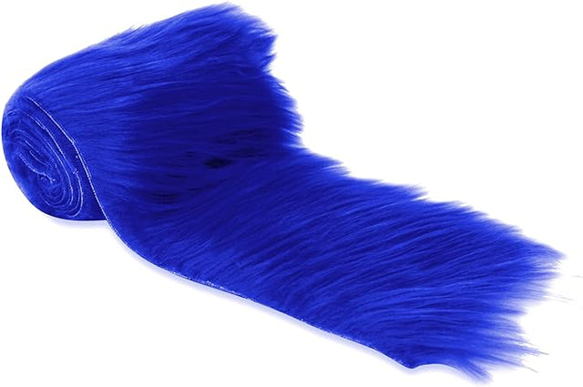 Faux Fur Fabric Ribbon Royal Blue Shaggy Pre-Cut Strips