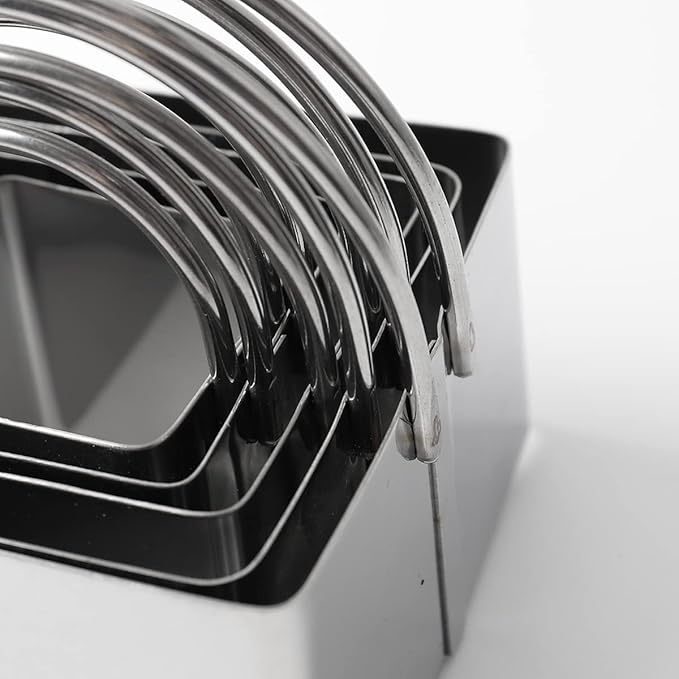 Baking Cookie Cutter Set of 10 – Round & Square Stainless Steel Cutters with Handles