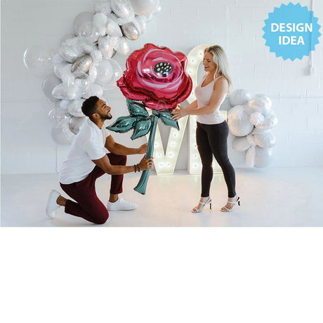 Foil Balloon Painted Rose 62 Inch
