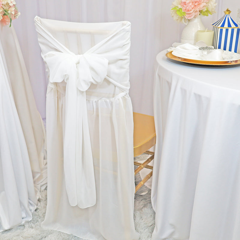 Chiffon Chiavari Chair Cover With Sash White