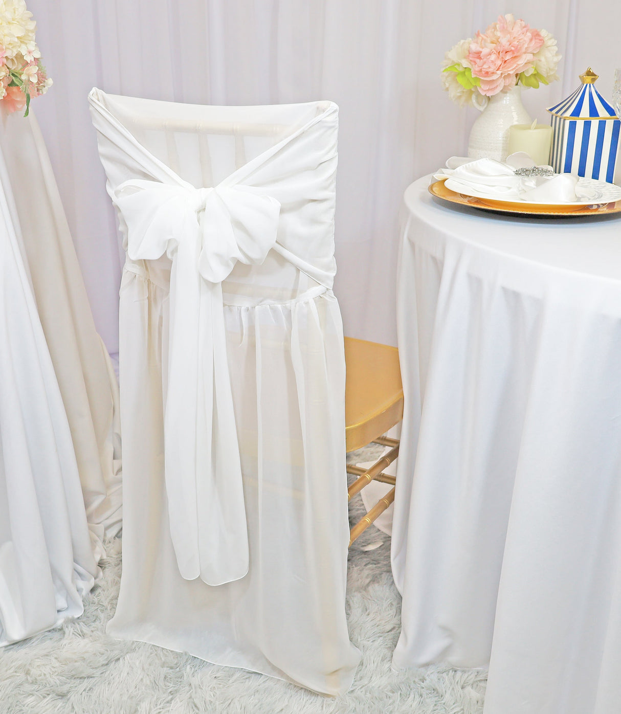 Chiffon Chiavari Chair Cover With Sash White