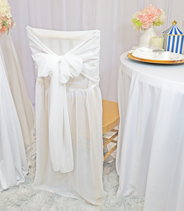 Chiffon Chiavari Chair Cover With Sash White