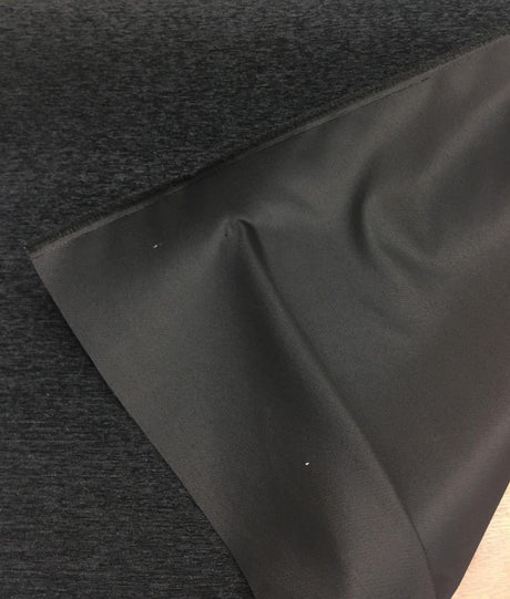 Black Heavy Chenille Backed Upholstery Fabric - Black, 56" Width (1 Yard)