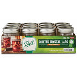 Ball Quilted Crystal Regular Mouth Mason Jars, 8 oz. - Case of 12
