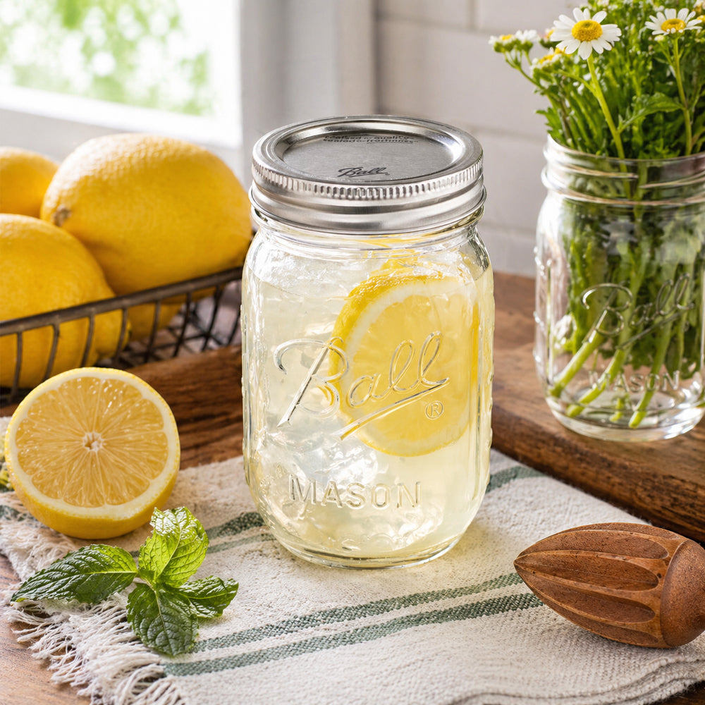 Ball Regular Mouth Glass Mason Jar, 16 oz. - Case of 12