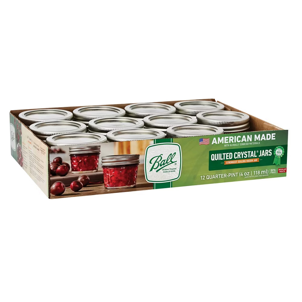 Ball Quilted Crystal Mason Jar, 4 oz. - Case of 12
