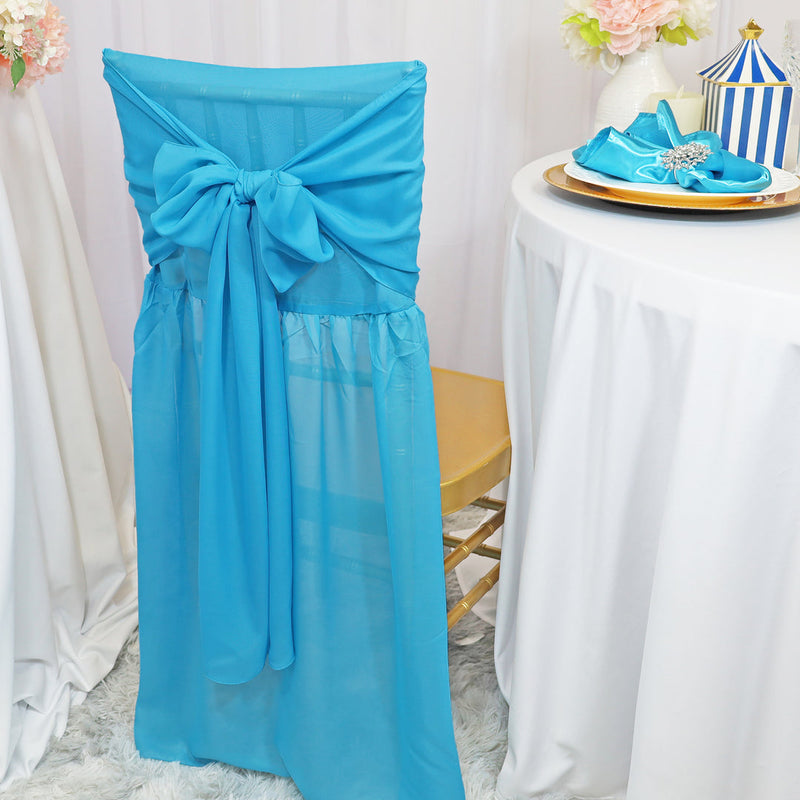Turquoise Chiffon Chiavari Chair Back Cover with Sash