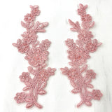 Beaded Corded Floral Lace Applique 100% Polyester Net Mesh