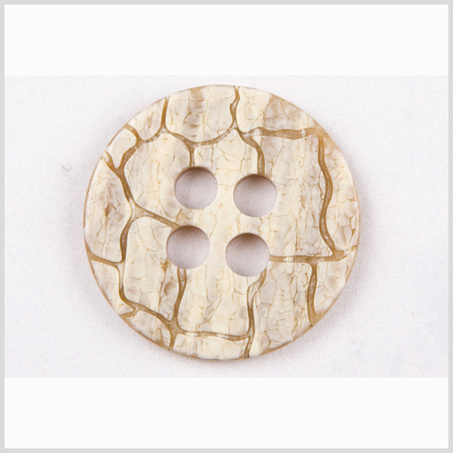Beige and Brown Crackled 4-Hole Plastic Coat Button - 70L/44.5mm