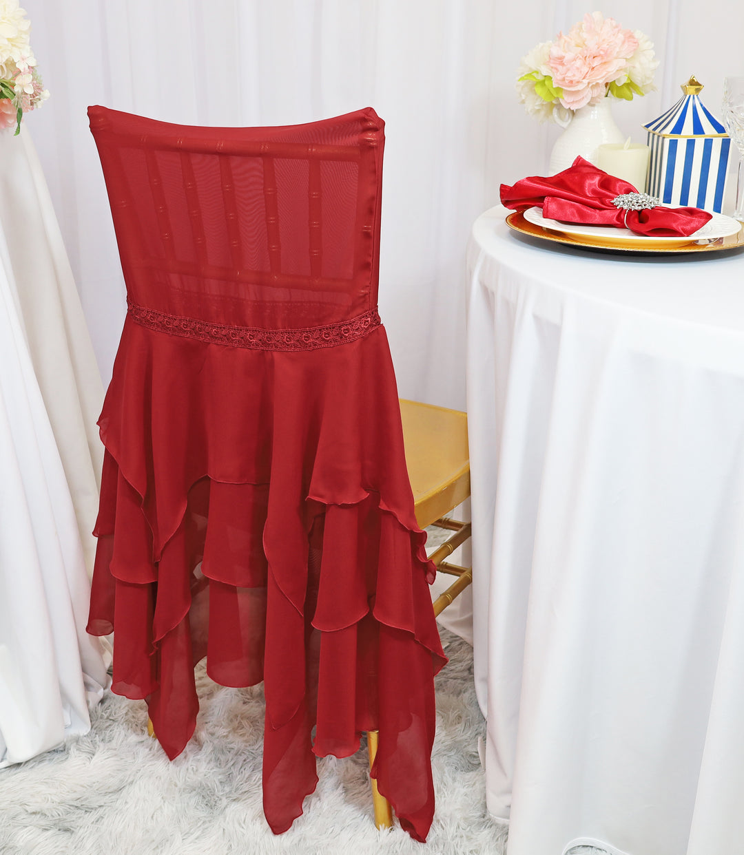 Chiffon Chiavari Chair Cover with Sash Elegant Sheer Accent