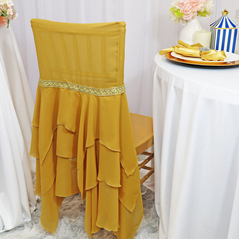 Gold Chiffon Chiavari Chair Cover with Sash