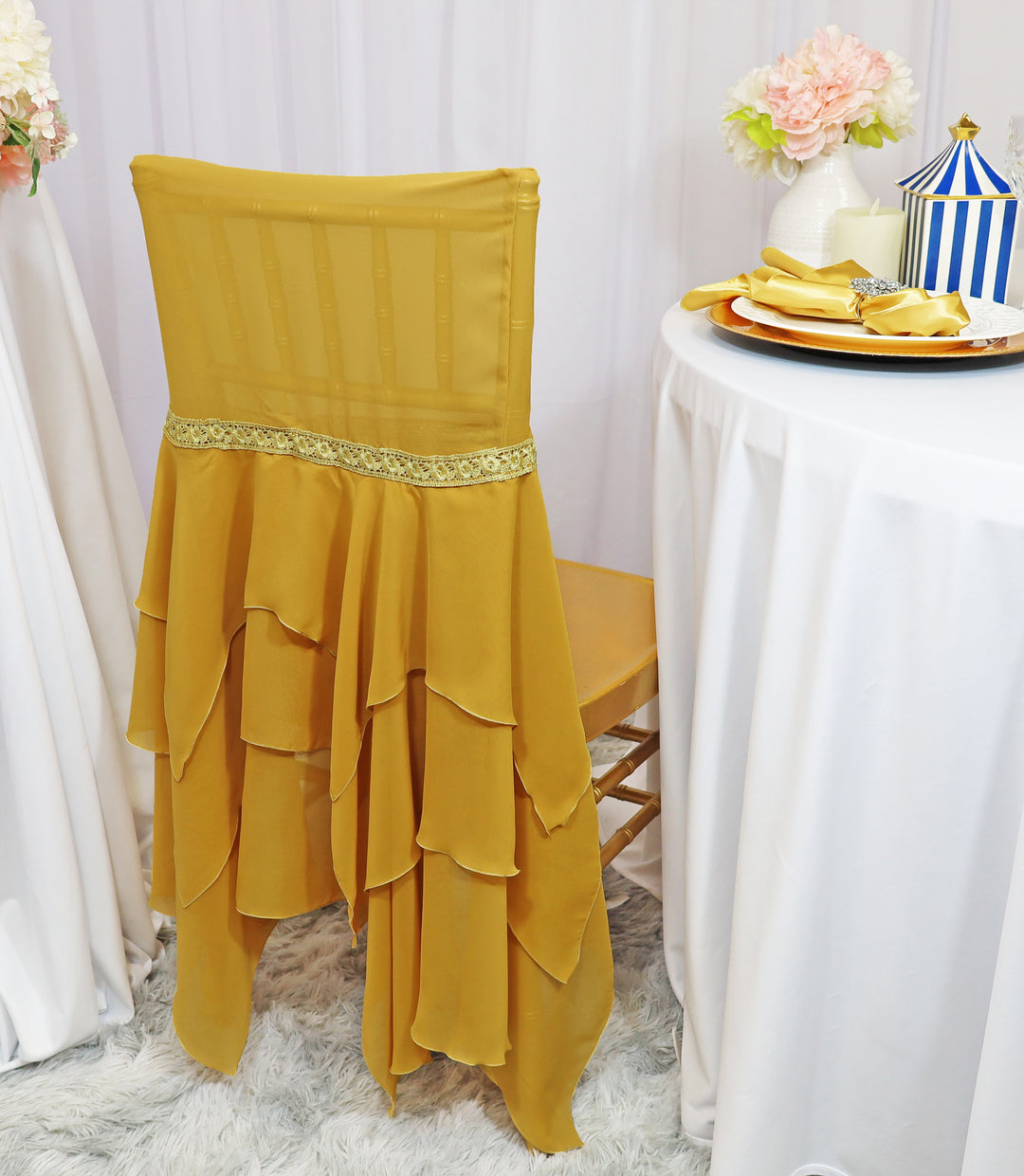 Eggplant Chiffon Chiavari Chair Cover with Sash
