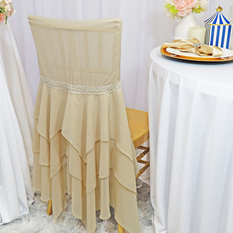 Champagne Chiffon Chiavari Chair Cover with Sash