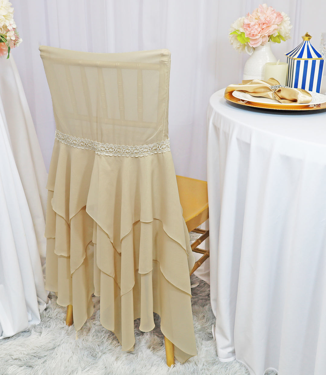 Black Chiffon Chiavari Chair Cover with Sash