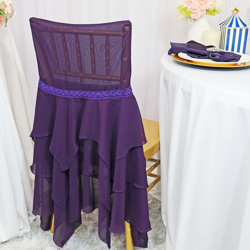 Chiffon Chiavari Chair Cover Eggplant
