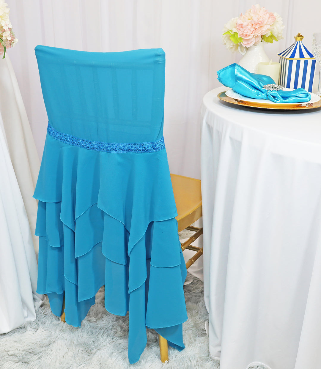 Gold Chiffon Chiavari Chair Cover with Sash