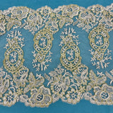 Corded Embroidered Lace Trim 12.5" Wide