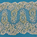 Embroidered Corded Lace Trim Gold Silver