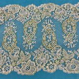 Embroidered Corded Lace Trim Gold Silver